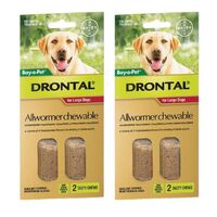 Drontal Allwormer Chewable For Large Dogs 35kg - 4Chews (2 x 2pack)