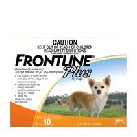 Frontline Plus For Small Dogs Up To 10kg (22Lb) Orange 12 Pack