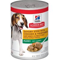 Hill's Science Diet Dog - Puppy Savory Stew with Chicken & Vegetables - Wet Food 363gm x 12 Cans
