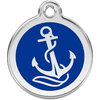 Red Dingo Anchor Dark Blue - Small - Lifetime Guarantee - Cat, Dog, Pet ID Tag Engraved