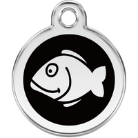 Red Dingo Enamel Fish Tag - Black - Lifetime Guarantee - Small