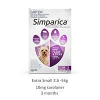 SIMPARICA 2.6-5KG 10MG SMALL DOG PURPLE 3 Pack
