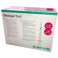 Omnican N40 1ml/40 I.U. Insulin Needles - 100pack - Single use syringe with Integrated Needle