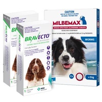 Bravecto Green chew For Dogs 10-20kg x 2 boxes + Milbemax large dog x  2tabs 
