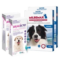 Bravecto Purple Chew For Very Large Dogs 40-50kg 2 CHEWS (NOTE 2 boxes X 1 CHEW) + Milbemax large dog x 4 LARGE tabs 