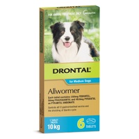 Drontal Allwormer Tablets for Dogs 10kg - 6 Tablets