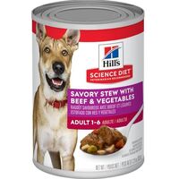 Hill's Science Diet Dog - Adult 1-6 Savory Stew with Beef & Vegetables - Wet Food 363gm x 12 Cans