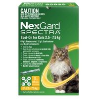 Nexgard Spectra Spot-On For Large Cats 2.5kg To 7.5kg (Yellow) 3 Pack