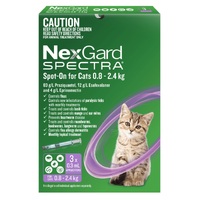 Nexgard Spectra Spot-On For Kittens And Small Cats 0.8kg To 2.4kg (Purple) 3pack