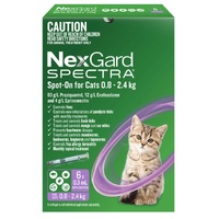 Nexgard Spectra Spot-On For Kittens And Small Cats 0.8kg To 2.4kg (Purple) 6 pack