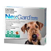 Nexgard Chewables Flea & Tick 10-25kg Green 12 Chews (Note 2 Boxes X 6 Chews )