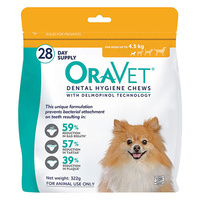 Oravet Dental Chews Xsmall <4.5kg 28 Pack - Yellow