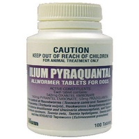 Ilium Pyraquantal Dog Wormer 10kg 100 Tabs