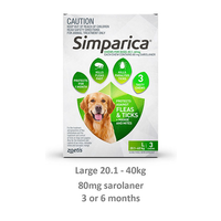 Simparica 20.1-40kg 80mg Large Dog Green