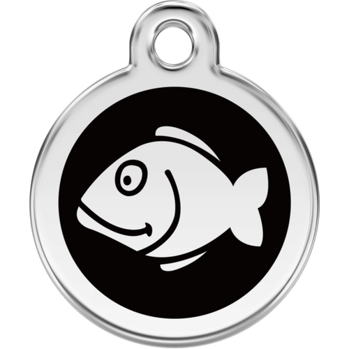 Red Dingo Enamel Fish Tag - Black - Lifetime Guarantee - Small