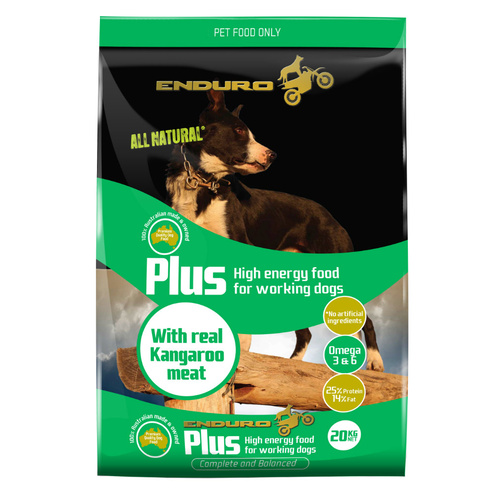 Enduro WORKING DOG Plus Dog Food - With real Kangaroo Meat - 20kg
