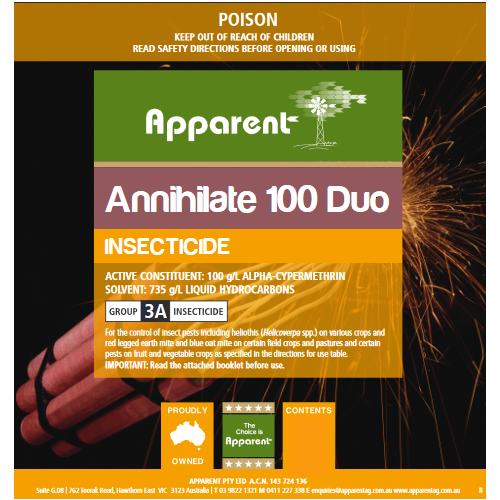 Apparent Annihilate 100 Duo (Alpha-Cypermethrin) (Equiv Basf Fastac)