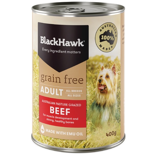 Black Hawk Dog - Adult - Grain Free - Beef 400gm's x 12 Cans