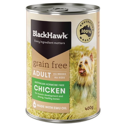 Black Hawk Dog - Adult - Grain Free - Chicken 400gm's x 12 Cans