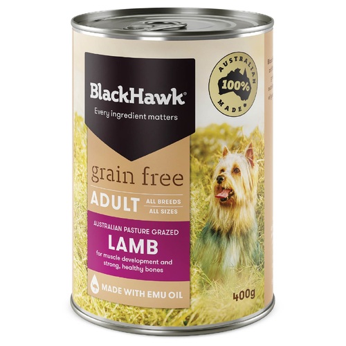 Black Hawk Dog - Adult - Grain Free - Lamb 400gm's x 12 Cans