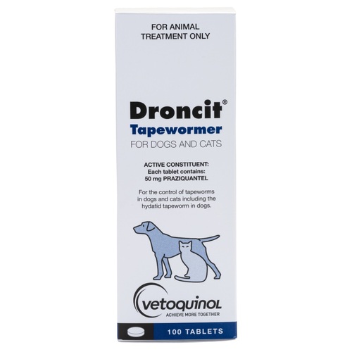 Droncit Tapewormer For Dogs And Cats 100 Tabs