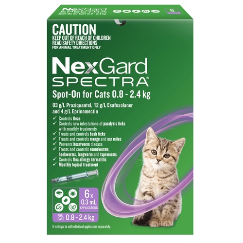 Nexgard Spectra Spot-On For Kittens And Small Cats 0.8kg To 2.4kg (Purple)