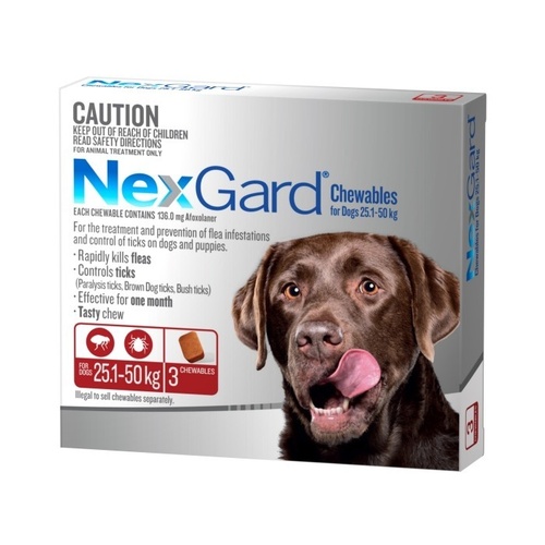 Nexgard Chewables Flea And Tick Xlarge 25-50kg (Red)