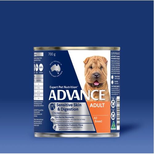 Advance Dog Sensitive Skin & Digestion Adult All Breed Chicken with Rice - Wet Food 12 x 700gm