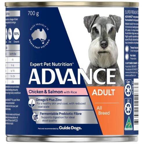 Advance Dog Adult All Breed Chicken and Salmon with Rice - Wet food 12 x 700gm Cans