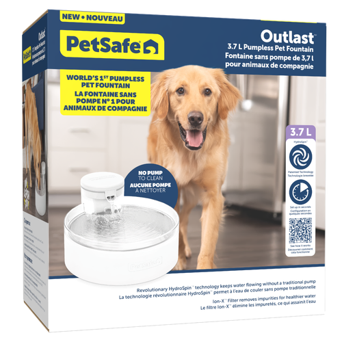 PetSafe Outlast 3.7L Pumpless Pet Water Fountain - For Dogs & cats