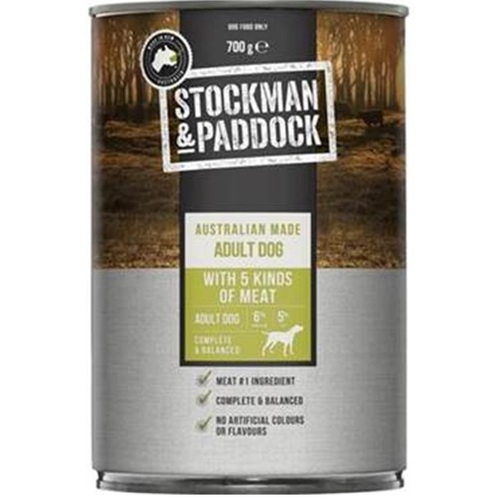 Stockman Paddock - 5 Kinds of meat - Adult dog food 12 x 700g cans