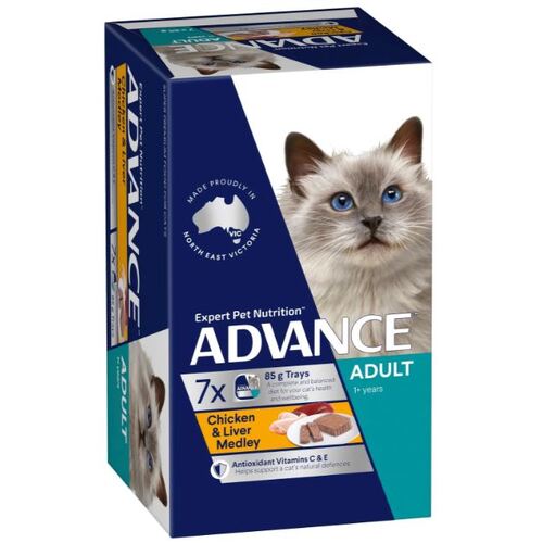 Advance Cat - Adult Chicken & Liver Medley Trays - Wet Food 7 x 85gm trays