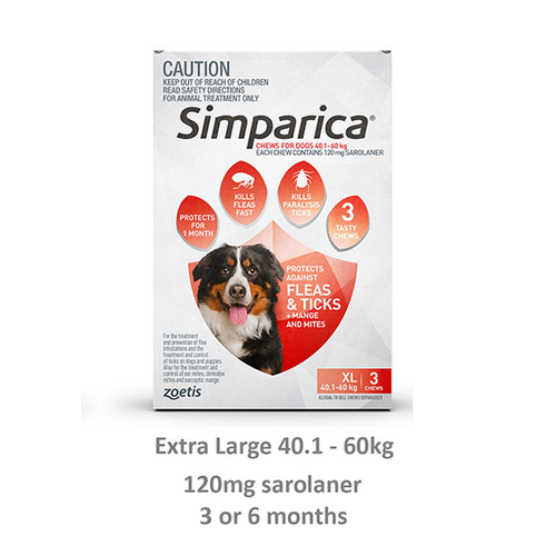 Simparica 40.1-60kg 120mg Extra Large Dog Red